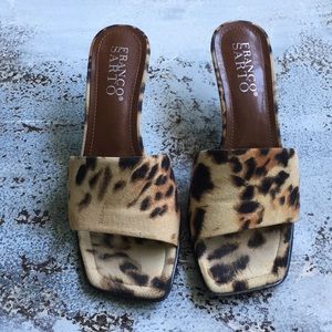 Franco Sarto Leopard Suede Open Toe mules. NWOT